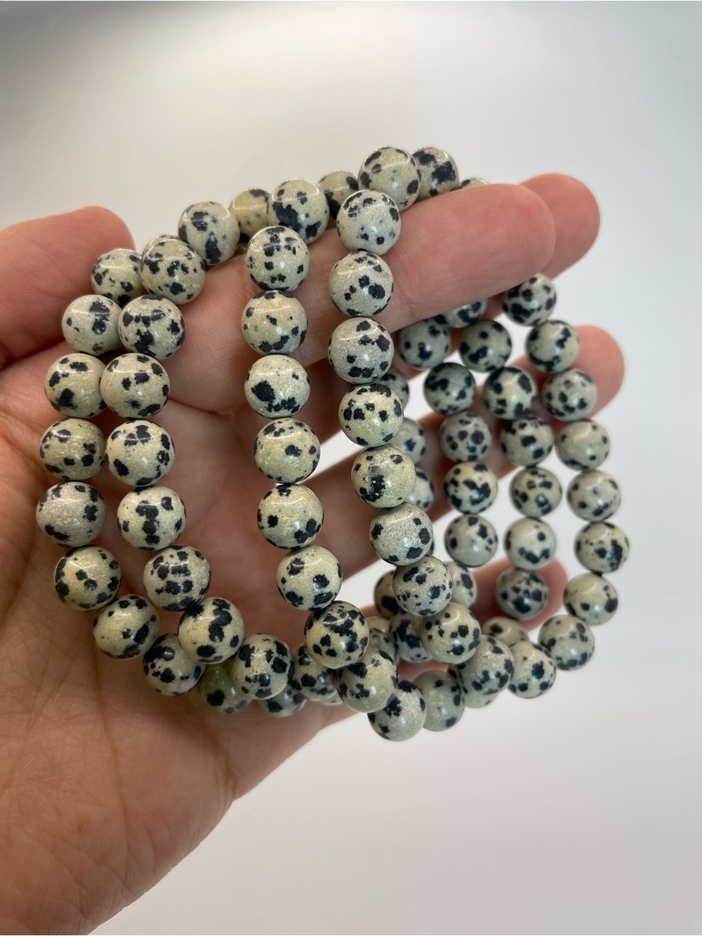 ONE Dalmatian Jasper Beaded Bracelet - 8mm (0151)